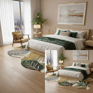 Alfombra de Lana Hecha a Mano Personalizada, Alfombra de Lana Orgánica con Forma de Hoja, Alfombra para Sala de Estar, Decoración del Hogar, Respaldo de Látex, Regalo de Año Nuevo - Product Image 4