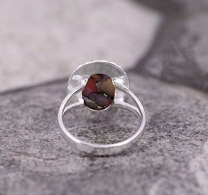 Anillo de piedras preciosas de cobre de ópalo Rosa 925 sello plateado 10x14mm ovalado Eternity Vermeil moda fina boda joyería fiestas - Product Image 2