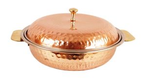 Round Shape Hammered Texture Copper Antique Finished And Silver Shiny Polished Premium Quality Metal Casseroles Pots Kitchenware - Product Image 3