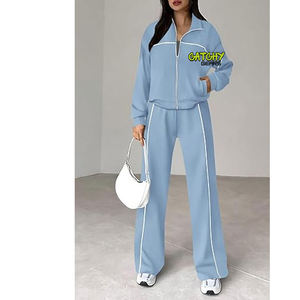 2024 personnalisé femmes survêtements fermeture éclair haut court et joggeurs femmes tenue vêtements de sport deux pièces ensemble femmes vêtements - Product Image 6