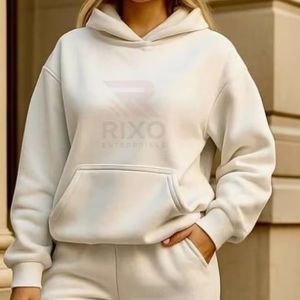 Chándales Casuales con Capucha para Mujer, Diseño Personalizado, MOQ Bajo, 100% Algodón, para Uso en Exteriores, Color Sólido, Logotipo Frontal Simple - Product Image 5