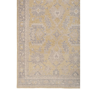 Alfombras de Lana Anudadas a Mano Erbe Gold, Modernas, Estilo Jaipur ZA con Medallón, Diseño Oriental Nuevo para Dormitorio, Hechas de Seda y Poliéster - Product Image 4