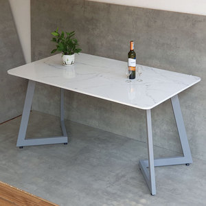 Victo Minimalist Rectangular Dining <b>Table</b> 140x80cm Stone <b>Top</b> Iron Legs Solid <b>Wood</b> Assembled BA68099 - Product Image 3