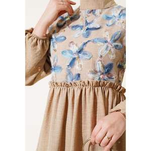 เดรสลำลองผ้ามิงค์ลายดอกไม้ผ้าโปร่ง - Product Image 1