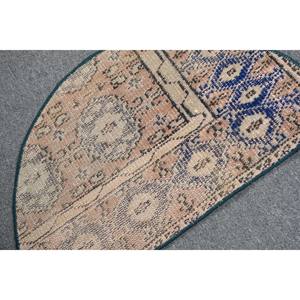 Tapis classique en laine bleu beige 2.4x1.5 pieds fait à la main turc Patchwork Design motif de couloir rectangulaire pour salon chambre Latex - Product Image 5