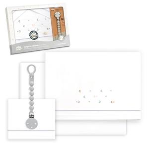 Juego de Ropa de Cama de 3 Piezas con Soporte para Chupón, 100% Algodón Tejido, Modelo Estrella-Luna - Product Image 1