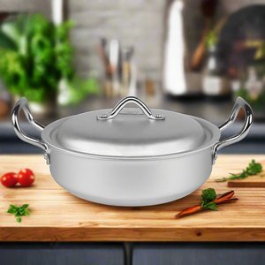 Juego de Wok plano de aluminio de 20/32 cm de la mejor calidad, utensilios de cocina de Metal Premium de diseño clásico para uso en la cocina, incluye nueva tapa de mango moderno - Product Image 6