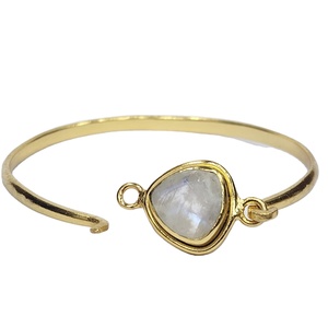 925 argent Sterling plaqué or excellente qualité à facettes arc-en-ciel pierre de lune pierre précieuse fait à la main Unique bracelet réglable - Product Image 1