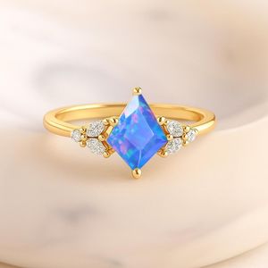 Feu bleu opale cerf-volant pierres précieuses déclaration bague véritable bague en argent Sterling pierres précieuses bijoux pour femmes Unique Boho cadeau de fiançailles - Product Image 4