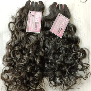 BOUNCEY RIZADO TEXTURA INDIO CRUDO SIN PROCESAR Grado Remy EXTENSIÓN DE CABELLO HUMANO DE UN SOLO DONADOR MAQUINA DOBLE TRAMA 100g PELOS - Product Image 1