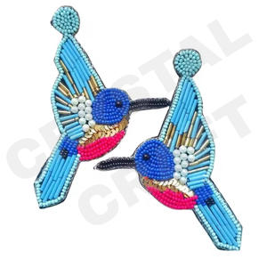 Genden Reveal Beaded Earrings for Women Patriotic Orange White Blue Colour for <b>Wedding</b> or Memorial Day - Product Image 2