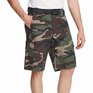 กางเกงขาสั้นคาร์โก้ผู้ชายแบบผูกเชือก ผ้าฝ้าย 100% หลายกระเป๋า ความยาวระดับเข่า สวมใส่สบายๆ สำหรับออกกำลังกาย - Product Image 1