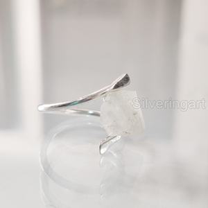 Bijoux en pierre brute bague pour femme pierre de lune arc-en-ciel naturelle pierre précieuse juin pierre de naissance croix bijoux en argent Sterling 925 - Product Image 3