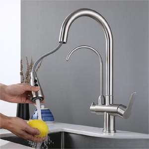 Purificador de filtro de agua de rotación 360 de cocina Flexible, <span class=keywords><strong>dos</strong></span> <span class=keywords><strong>salidas</strong></span> de agua, grifos de salida, rociador telescópico extraíble para Cocina - Product Image 3