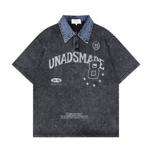 Camiseta Personalizada con Logotipo, 100% Algodón, Cuello en V, Estilo Casual, Retro, Lavada, Vintage, para Hombre, OEM, Impresión Serigráfica, Transpirable, con Diseño Gráfico - Product Image 1