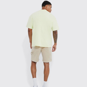 Logo personnalisé de haute qualité 100 pour cent de coton hommes T-Shirt délavé à l'acide surdimensionné rétro col rond lourd Vintage hommes T-Shirt - Product Image 4