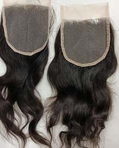 Extensiones de Cabello Natural Indio Virgen Remy, Ondulado Natural, Transparente, 4x4 13x6 para HD, Doble Trama a Máquina - Product Image 1