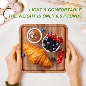 Plateaux carrés en bois d'acacia de couleur naturelle respectueux de l'environnement avec fonction antidérapante pour une utilisation intérieure et extérieure dans le salon - Product Image 2