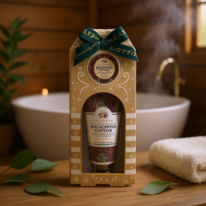 Coffret Cadeau Duo Bain Coton Eucalyptus – Collection Soins de la Peau Naturels pour Spa et Voyage - Product Image 3