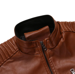 แจ็คเก็ตแฟชั่นสตรีทแวร์ผู้ชายใหม่ แจ็คเก็ตหนัง PU คุณภาพสูงแบบมีซิป สำหรับผู้ชาย ขายส่ง ปรับแต่งได้ แจ็คเก็ตแฟชั่นผู้ชาย - Product Image 2