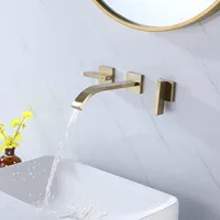 Robinet cascade mural personnalisable CE Gold, mitigeur à double poignée 3 trous, supporte la vente en gros de marques OEM