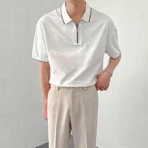 Verano nuevo hielo seda manga corta hombres Piqué tela POLO camisa solapa transpirable camisa - Product Image 1