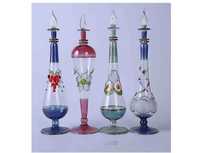 Botellas de Perfume Altas de Cristal Egipcias Hechas a Mano con Grabado Ácido y Dorado, Diseño Único y de Excelente Calidad