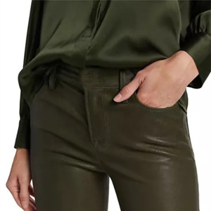 Pantalones de cuero con corte de bota elegante para mujer Cuero genuino de alta calidad Ajuste perfecto para ropa informal y formal - Product Image 5