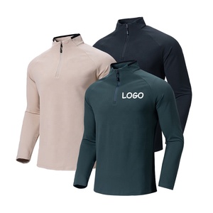 Chemises formelles pour hommes à manches longues en tricot polyester/coton de haute qualité, col sans col, respirantes, séchage rapide - Product Image 2