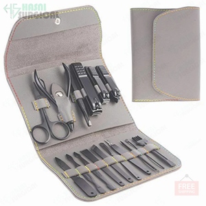 Ensemble de manucure et pédicure de luxe pour homme en cuir et acier inoxydable Hasni, vert, certifié CE, garantie de 3 ans, cadeau - Product Image 4