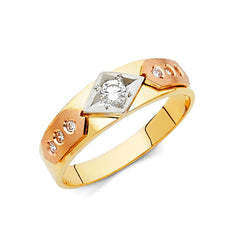 แหวนทองคำสีเหลือง14kt สำหรับผู้หญิงชุดปาร์ตี้ประดับเพชรที่ดูสุกใส - Product Image 4