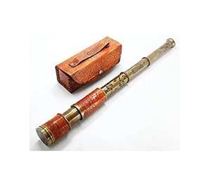 Telescopio pequeño de color marrón con bolsa de cuero, gran oferta, calidad prémium, latón de lujo, bajo nivel de cantidad mínima, precio barato - Product Image 1