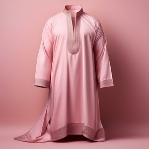 Marocain Qatar lourd islamique hommes Kurta col rond pyjama Khaleeji noir Jubba arabe veste Thobe pour hommes - Product Image 2