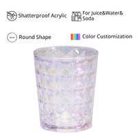 [Holar] Taiwan Made Incassable Réutilisable 15 oz Highball Verrerie En Plastique Transparent Diamant Irisé Gobelet Bas