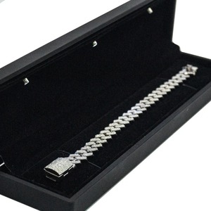 Pulsera de Eslabones Cubanos de Plata de Ley 925 con Moissanita Blanca, Joyería Personalizada, Joyería Hip Hop, Pulsera de Diamantes, Regalo para Ella - Product Image 2