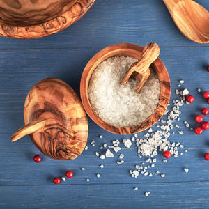 Bamboo Wood Sugar Bowl With Spoon Home and Kitchenware Round Shape Medium Size Teak Wood Bowl <b>Set</b> in India - Product Image 3