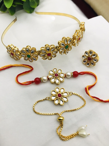 Combo cadeau Rakhi-Couple Rakhi, bague élégante et bandeau à la mode Bhaiya Bhabhi Rakhi Set Rakhi pour frère et soeur Rakshabandhan - Product Image 4