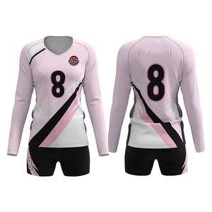 Compra al por mayor conjunto de uniformes de voleibol mujer manga completa personalizado equipo uniforme sublimación impresión poliéster transpirable uniforme - Product Image 1