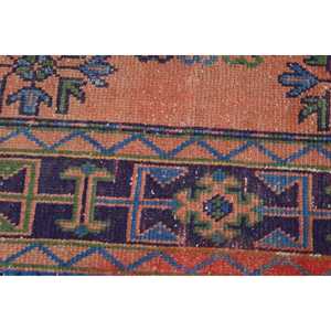 1.4x3.1 ft Vintage Rug, <b>Red</b> Camouflage Turkish Rug <b>Wool</b> - Product Image 5