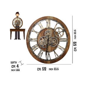 <span class=keywords><strong>Horloge</strong></span> murale 24 pouces <span class=keywords><strong>avec</strong></span> de vrais engrenages mobiles Vintage Brown - Product Image 5