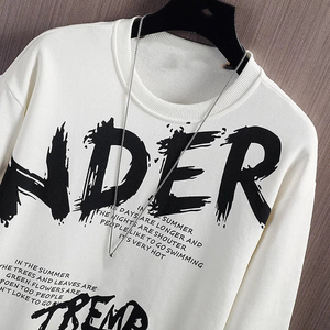 StreetWear brodé personnalisé sweat-shirt blanc de luxe lourd 100% coton sweat-shirt à col rond uni pour hommes - Product Image 4