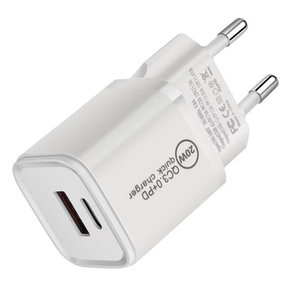 Chargeur mural rapide Mini GaN 20W certifié SAA avec double port A+C PD et QC3.0, ignifuge, pour Android - Product Image 1