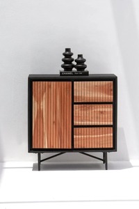 Aparador de madera moderno, 1 puerta, 3 cajones, muebles de madera de acacia maciza de primera calidad para sala de estar o uso doméstico - Product Image 2