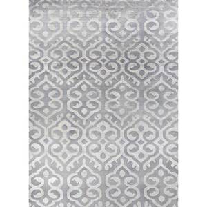 Alfombra Rectangular Tejida a Mano de Lana y Viscosa, Diseño Geométrico Abstracto en Gris y Negro, Modelo PKWV-16(OD) para el Hogar - Product Image 1