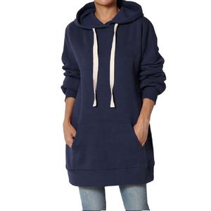 Sudaderas con capucha de mujer de poliéster de invierno de alta calidad al por mayor sudaderas largas en chándal azul liso para niñas - Product Image 1