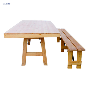 <span class=keywords><strong>Table</strong></span> <span class=keywords><strong>de</strong></span> ferme <span class=keywords><strong>pliante</strong></span> en bois vintage avec chaise siège salle à manger banquet mariage événement restaurant extérieur - Product Image 3