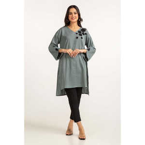 เสื้อเชิ้ตผ้าฝ้ายย้อมสีเขียวปักลายดอกไม้สำหรับผู้หญิง ฟรีไซส์ พิมพ์ลายดอกไม้ ผ้าป๊อปลิน ผ้าไหม ไซส์ XL 3XL 4XL แต่งลูกไม้ สำหรับใส่ทำงาน - Product Image 2