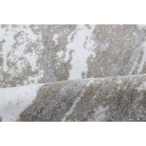 Tapis de bain et de douche rectangulaire Vega 70x120cm Ecru en coton recyclé jacquard à motif abstrait, teint en fil - Fabriqué en Turquie - Product Image 3