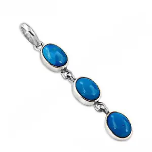 Collar con Colgante de Turquesa para Mujer, Piedra Principal de Circonita, Plata 925, Bañado en Rodio, Cadenas de Oro de 14K y 18K, Estilo Moderno, Joyería para Regalo - Product Image 3