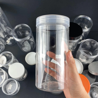 Pots en plastique PET transparent de 100ml/150ml/200ml/350ml/500ml pour le stockage des aliments Impression de logo personnalisé pour les pots de noix sèches Pot alimentaire en PET